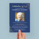 Viering van het leven | Funeral Memorial Blue Gold Kaart