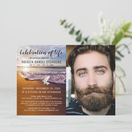 Viering van het leven | Funeral Memorial Foto Kaart (Staand voorkant)