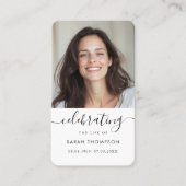 Viering van het leven Funeral Memorial Prayer Kaar Visitekaartje (Voorkant)