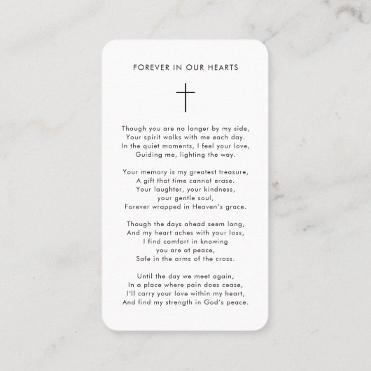 Viering van het leven Funeral Memorial Prayer Kaar Visitekaartje (Achterkant)