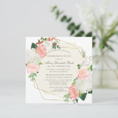 Viering van het leven Funeral Pink White Rose Flor Kaart (Staand voorkant)