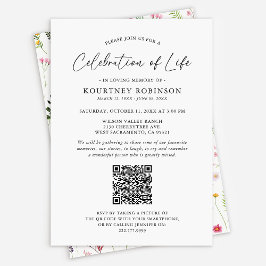 Viering van het leven | Funeral QR Code Wilde bloe Kaart