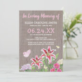 Viering van het leven | Funeral Rustic Floral Kaart (Staand voorkant)