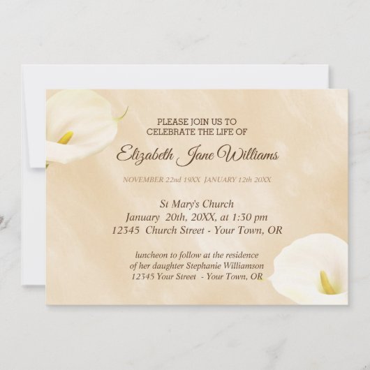 Viering van het leven | Funerale Waterverf Lilly Kaart (Voorkant)