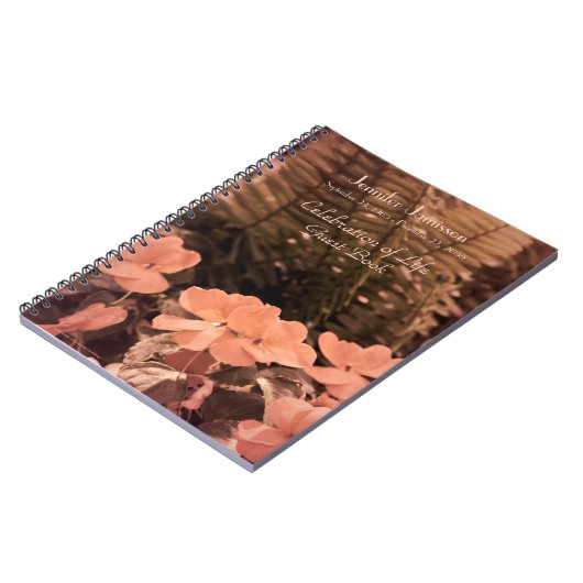 Viering van het leven gastboek, pastbloemen notitieboek (Linkerzijde)