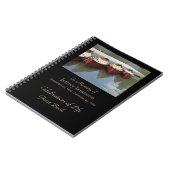 Viering van het leven gastboek, rode kano's notitieboek (Linkerzijde)