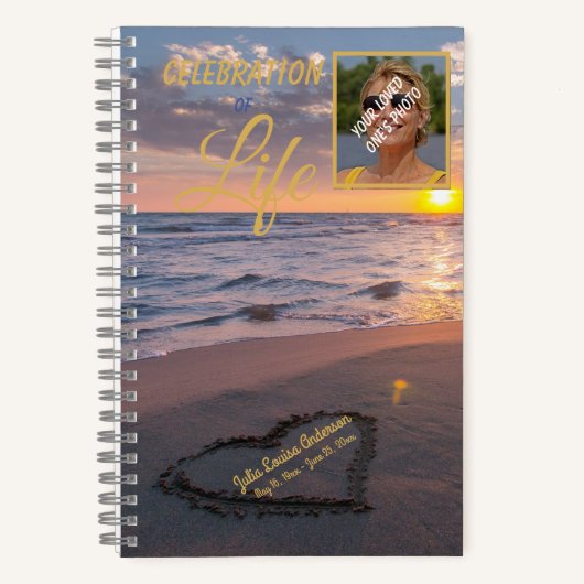 Viering van het leven Gastboek Sunset Beach Foto Notitieboek (Voorkant)