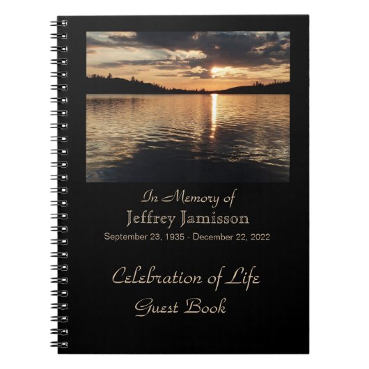 Viering van het leven Gastenboek, Sunset Lake Spir Notitieboek (Voorkant)