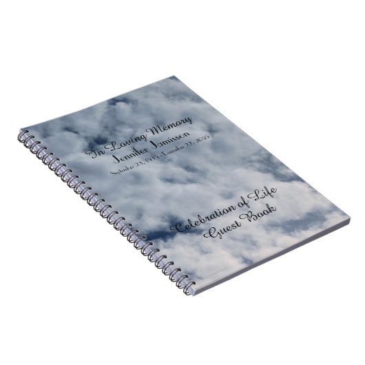 Viering van het leven Gastenboek, Wolken Sky Notitieboek (Rechterzijde)