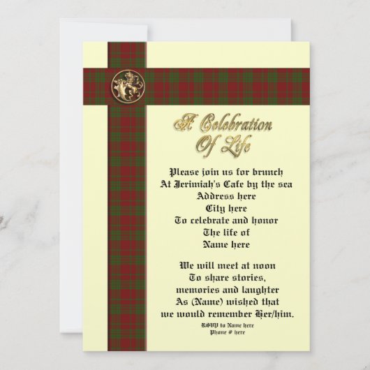 Viering van het leven gedenkuitnodiging voor man kaart (Voorkant)