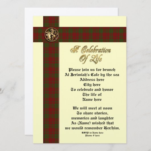 Viering van het leven gedenkuitnodiging voor man kaart (Voorkant / Achterkant)