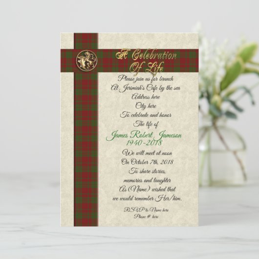 Viering van het leven gedenkuitnodiging voor man kaart (Staand voorkant)