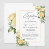 Viering van het Leven Gele Rozen Kaart (Voorkant / Achterkant)