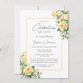 Viering van het Leven Gele Rozen Kaart