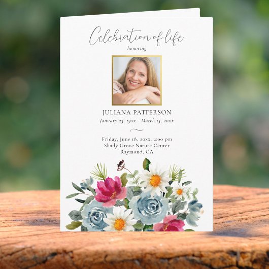 Viering van het leven geschilderd Bloemen begrafen Programma