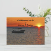 Viering van het leven Gevist Boot Zonsondergang Me Kaart (Staand voorkant)