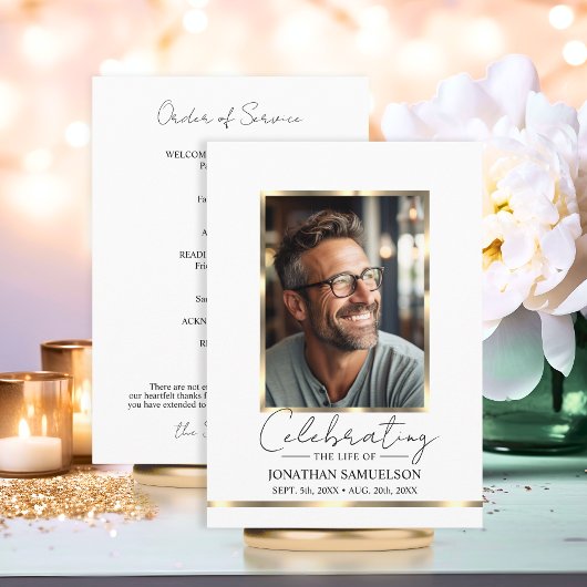 Viering van het leven Gold Order of Service Progra Programmakaart