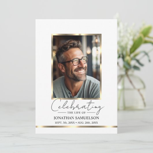 Viering van het leven Gold Order of Service Progra Programmakaart (Staand voorkant)