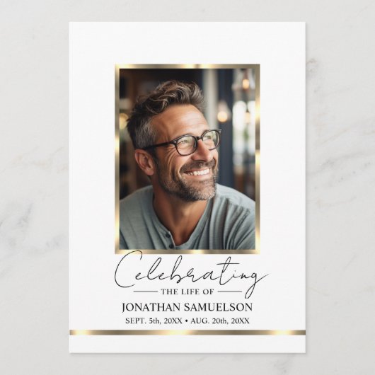 Viering van het leven Gold Order of Service Progra Programmakaart (Voorkant)