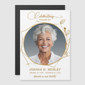 Viering van het leven Gouden foto begrafenis magne Magnetische Uitnodiging (Voorkant / Achterkant)