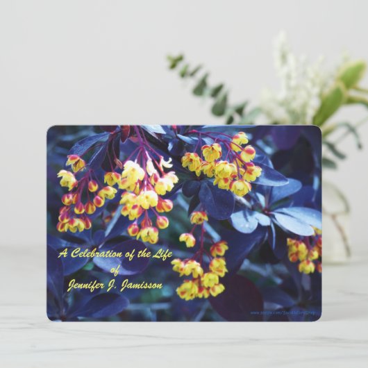 Viering van het leven, Gouden Gele Bloemen Kaart (Staand voorkant)