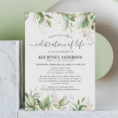 Viering van het leven | Greenery Gold Memorial Kaart