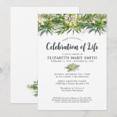 Viering van het leven groen begrafenismonument kaart (Voorkant / Achterkant)