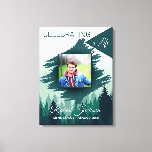 Viering van het Leven Groen Dennenbos Foto Canvas Afdruk (Voorkant)