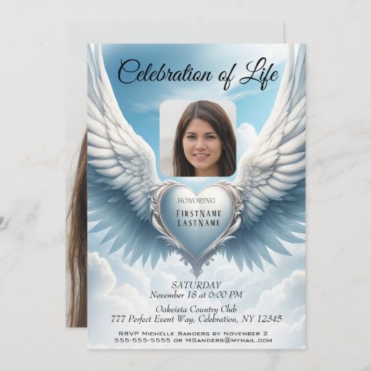 Viering van het Leven - Hart en Vleugels Kaart (Voorkant / Achterkant)