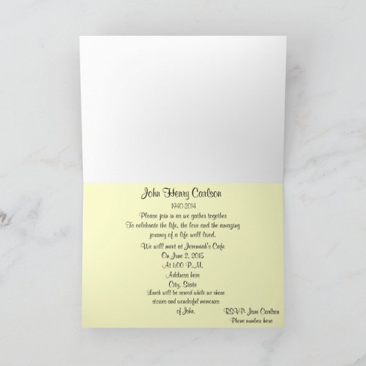 Viering van het leven herdenking uitnodiging Sunri (Binnen)