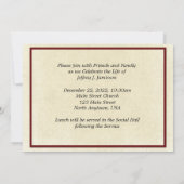 Viering van het Leven, Herdenkingsdienst, Rode Kan Kaart (Achterkant)