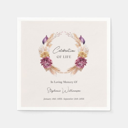 Viering van het leven Herfst Bloemenkrans Servet (Voorkant)