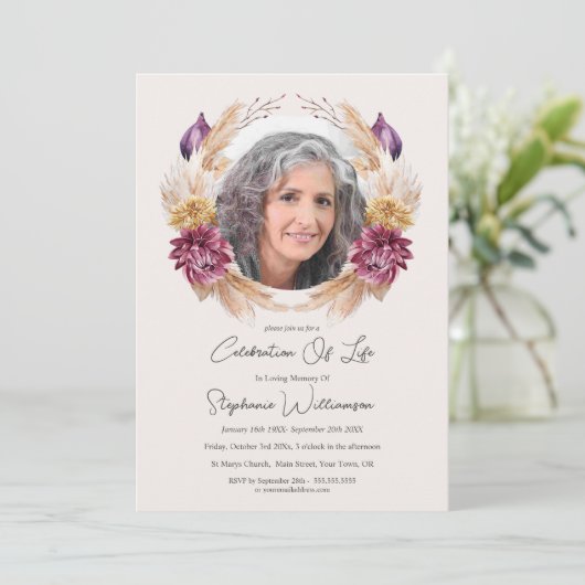 Viering van het leven Herfst krans Orde van dienst Kaart (Staand voorkant)