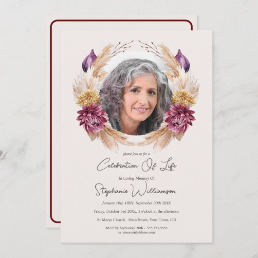 Viering van het leven Herfst krans Orde van dienst Kaart (Voorkant / Achterkant)