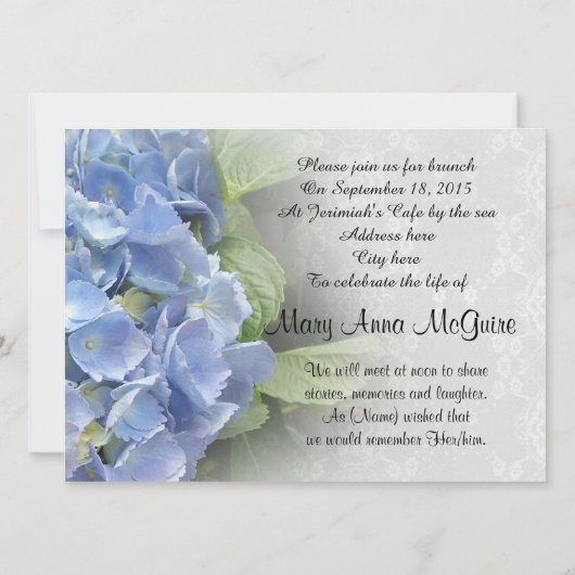 Viering van het leven Hydrangea en Kant Kaart (Achterkant)
