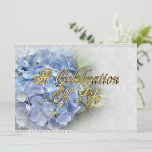 Viering van het leven Hydrangea en Kant Kaart (Staand voorkant)