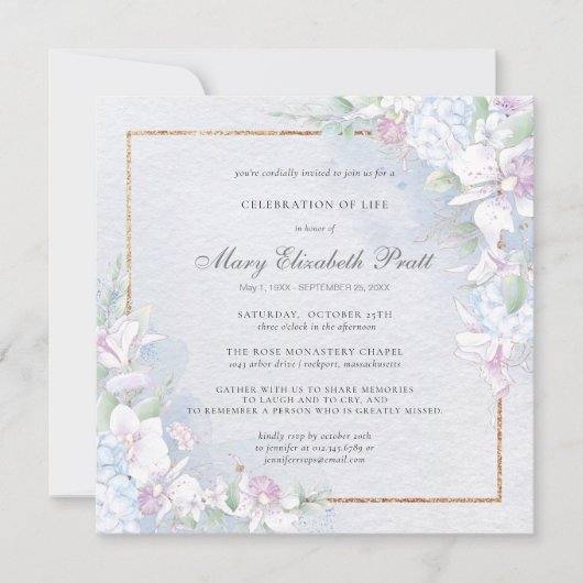 Viering van het leven in de kleuren Stusty Blue en Kaart (Voorkant)