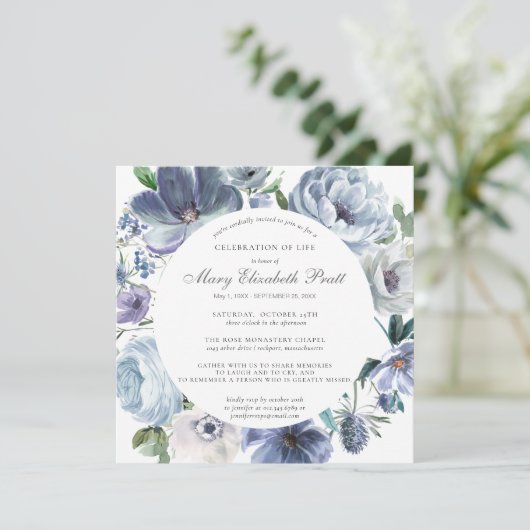 Viering van het leven in de mosterdblauw en witte kaart (Staand voorkant)