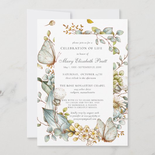 Viering van het leven in een blauw botanisch blauw kaart (Voorkant)