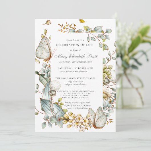 Viering van het leven in een blauw botanisch blauw kaart (Staand voorkant)