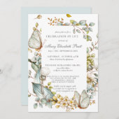 Viering van het leven in een blauw botanisch blauw kaart (Voorkant / Achterkant)