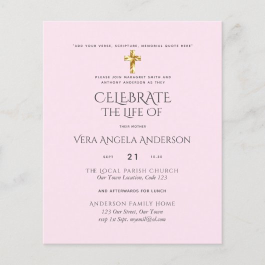 Viering van het leven katholieke begrafenis Memori (Voorkant)