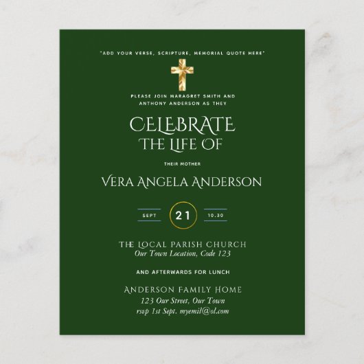 Viering van het leven katholieke begrafenis Memori (Voorkant)