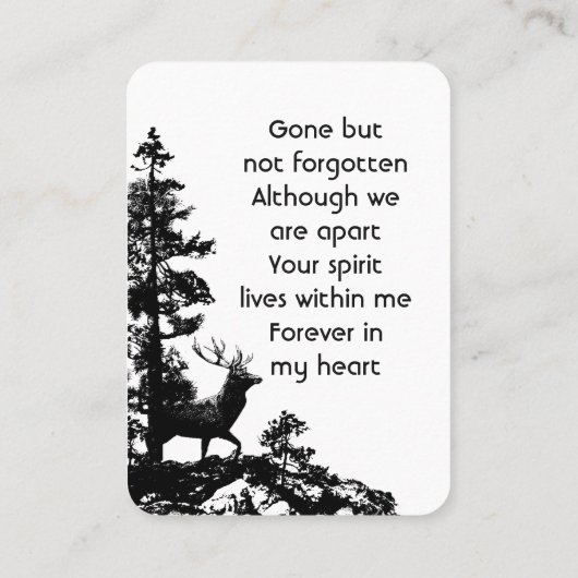 Viering van het leven Keepsake mannelijke herten Visitekaartje (Achterkant)