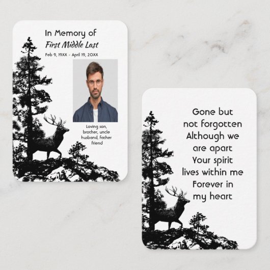 Viering van het leven Keepsake mannelijke herten Visitekaartje (Voorkant / Achterkant)