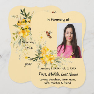 Viering van het leven kolibrie gele rozen kaart