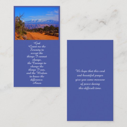 Viering van het Leven Landschapsgedenkteken Kaart Visitekaartje (Voorkant / Achterkant)