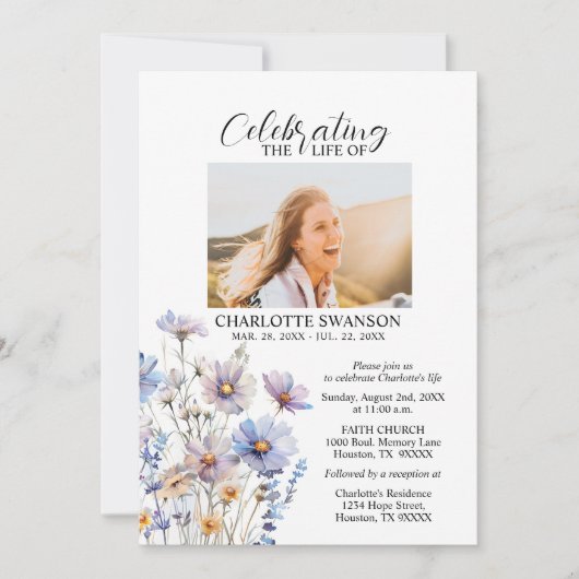 Viering van het leven Memorial Bloemen Foto & Gedi Kaart (Voorkant)