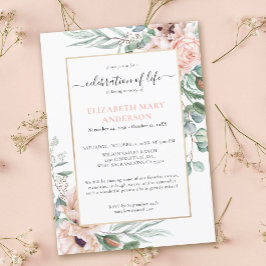 Viering van het leven Memorial Blush Pink Floral Kaart