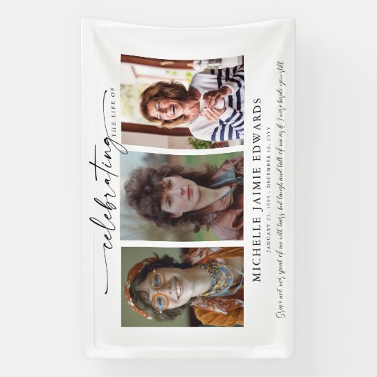 Viering van het leven | Memorial Funeral Photo Spandoek (Verticaal)